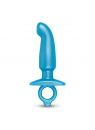 Голубая анальная пробка для массажа простаты Hither Silicone Prostate Plug - 14,3 см. - b-Vibe - в Самаре купить с доставкой
