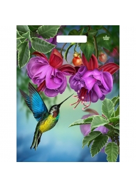 Пакет с принтом в виде колибри в цветах с вырубной ручкой (31х40 см) - Сима-Ленд - купить с доставкой в Самаре