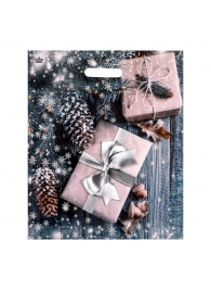 Новогодний пакет с принтом в виде подарков и вырубной ручкой (45х38 см) - Сима-Ленд - купить с доставкой в Самаре
