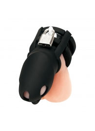 Черная клетка для пениса Silicone Small 2 in Cock Cage With Ball Divider - BlueLine - купить с доставкой в Самаре