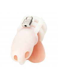 Белая клетка для пениса Silicone Small 2 in Cock Cage With Ball Divider - BlueLine - купить с доставкой в Самаре