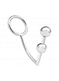 Кольцо на пенис с анальным стимулятором Two Bead Stainless Steel Anal Hook   Cock Ring - BlueLine - в Самаре купить с доставкой