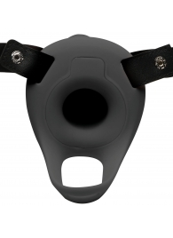 Черный полый страпон с вибрацией 2’’ Erection 28X Smooth Vibrating Silicone Penis Sheath - XR Brands - купить с доставкой в Самаре