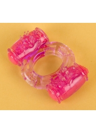 Фиолетовое виброкольцо с двумя вибропульками - Toyfa Basic - в Самаре купить с доставкой