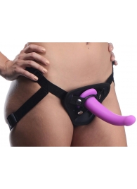Лиловый поясной страпон Navigator Silicone G-Spot Dildo with Harness - 17,8 см. - XR Brands - купить с доставкой в Самаре