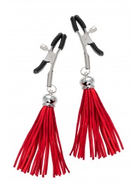 Зажимы на соски «Прищепки» с красными кисточками из замши - Pecado - купить с доставкой в Самаре