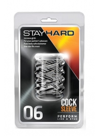 Прозрачная насадка с объёмными чёрточками STAY HARD COCK SLEEVE 06 CLEAR - Blush Novelties - в Самаре купить с доставкой