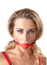 Силиконовый кляп-шар на чёрных ремешках Red Gag silicone - Orion - купить с доставкой в Самаре
