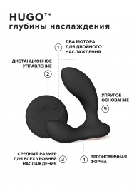 Черный вибромассажер простаты с пультом ДУ Hugo 2 Remote - Lelo - в Самаре купить с доставкой