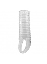Прозрачная насадка на пенис с ребрышками и подхватом мошонки - Baile - в Самаре купить с доставкой