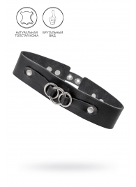 Черный чокер-ошейник со связанными кольцами на подложке - Pecado - купить с доставкой в Самаре