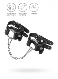 Черные кожаные наручники-браслеты из двух ремешков - Pecado - купить с доставкой в Самаре