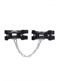 Черные кожаные оковы из двух ремешков - Pecado - купить с доставкой в Самаре
