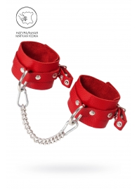 Красные мягкие кожаные оковы с люверсами - Pecado - купить с доставкой в Самаре