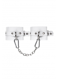 Белые мягкие кожаные наручники с люверсами - Pecado - купить с доставкой в Самаре