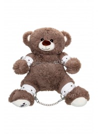 Бондажный набор: бурый мишка с белыми оковами и наручниками - Pecado - купить с доставкой в Самаре