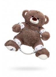 Бондажный набор: бурый мишка с белыми оковами и наручниками - Pecado - купить с доставкой в Самаре
