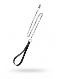 Поводок с ручкой из черной натуральной кожи и карабином для ошейника - Pecado - купить с доставкой в Самаре