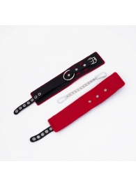 Черно-красные оковы с красной строчкой Sex - Crazy Handmade - купить с доставкой в Самаре