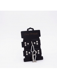 Черные кожаные наручники с регулируемыми ремешками - Crazy Handmade - купить с доставкой в Самаре