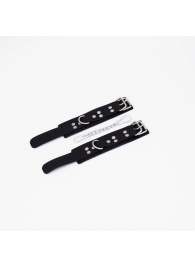 Черные кожаные наручники с регулируемыми ремешками - Crazy Handmade - купить с доставкой в Самаре