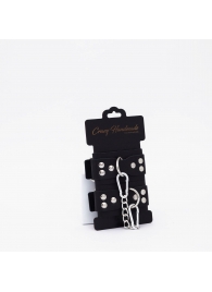 Черные кожаные оковы с регулируемыми ремешками - Crazy Handmade - купить с доставкой в Самаре