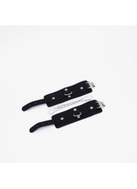 Черные кожаные наручники с хромированной фурнитурой - Crazy Handmade - купить с доставкой в Самаре