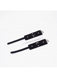 Черные кожаные оковы с хромированной фурнитурой - Crazy Handmade - купить с доставкой в Самаре