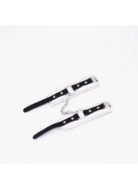 Бело-красные кожаные наручники - Crazy Handmade - купить с доставкой в Самаре