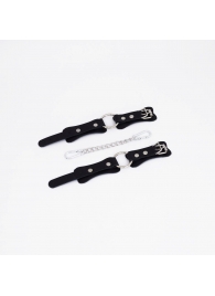 Черные кожаные наручники с кольцом - Crazy Handmade - купить с доставкой в Самаре