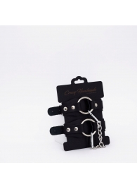 Черные кожаные оковы с кольцом - Crazy Handmade - купить с доставкой в Самаре