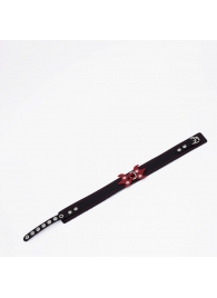 Черный ошейник с красным декором и строчкой - Crazy Handmade - купить с доставкой в Самаре