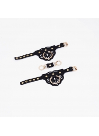 Черные наручники с золотистой фурнитурой - Crazy Handmade - купить с доставкой в Самаре