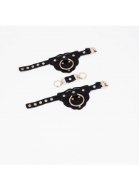 Черные наручники с золотистой фурнитурой - Crazy Handmade - купить с доставкой в Самаре