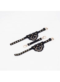Черные оковы с золотистой фурнитурой - Crazy Handmade - купить с доставкой в Самаре