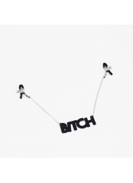 Зажимы на соски с кожаной подвеской Bitch - Crazy Handmade - купить с доставкой в Самаре