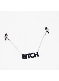 Зажимы на соски с кожаной подвеской Bitch - Crazy Handmade - купить с доставкой в Самаре