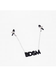 Зажимы на соски с кожаной подвеской BDSM - Crazy Handmade - купить с доставкой в Самаре