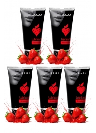 Набор из 5 съедобных лубрикантов JUJU со вкусом клубники - JuJu - купить с доставкой в Самаре
