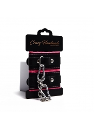 Черно-розовые скругленные наручники с мягкой подкладкой - Crazy Handmade - купить с доставкой в Самаре