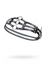 Черный кожаный пояс с кольцами - Pecado - купить с доставкой в Самаре