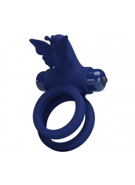 Синее эрекционное кольцо с вибростимуляцией клитора - Baile - в Самаре купить с доставкой