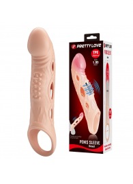 Телесная удлиняющая насадка с рельефом и вибрацией Brad - 21,3 см. - Baile - в Самаре купить с доставкой