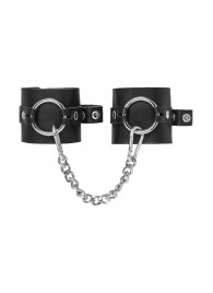 Черные наручники из толстой натуральной кожи с люверсами - Pecado - купить с доставкой в Самаре