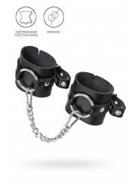 Черные наручники из толстой натуральной кожи с люверсами - Pecado - купить с доставкой в Самаре