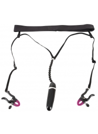 Женские вибростринги с зажимами для половых губ Spreader String with Vibrator - Orion - купить с доставкой в Самаре