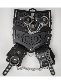 Черный ажурный кожаный набор фиксаций - Crazy Handmade - купить с доставкой в Самаре