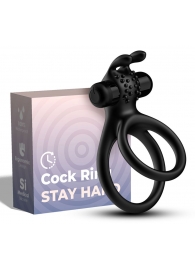 Черное эрекционное виброкольцо с подхватом мошонки Stay Hard - Boys of Toys - в Самаре купить с доставкой