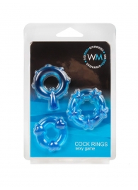 Набор из 3 синих эрекционных колец с различным рельефом - Erowoman-Eroman - в Самаре купить с доставкой