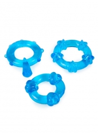 Набор из 3 синих эрекционных колец с различным рельефом - Erowoman-Eroman - в Самаре купить с доставкой